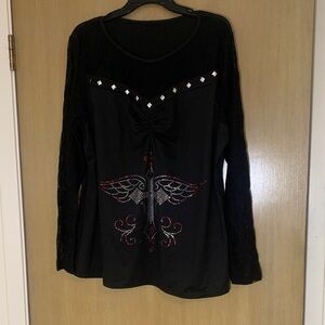 🖤♥️🖤♥️GORGEOUS PULLOVER LONG LACE SLEEVE PLUS SIZE TOP♥️🖤♥️🖤SIZE 4X♥️🖤♥️